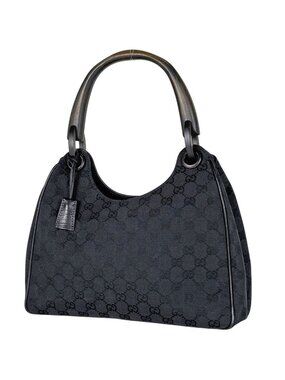 Gucci Shoulder Bag GG Pattern Canvas Black